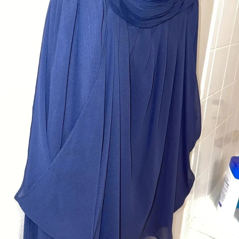 Bill Levkoff strapless dress. Navy blue + sequence - Picture 4 of 9
